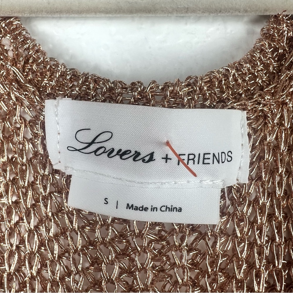 Lovers & Friends Metallic Midi Sleeveless Fiona Dress Rose Gold Color Size S - Picture 6 of 7